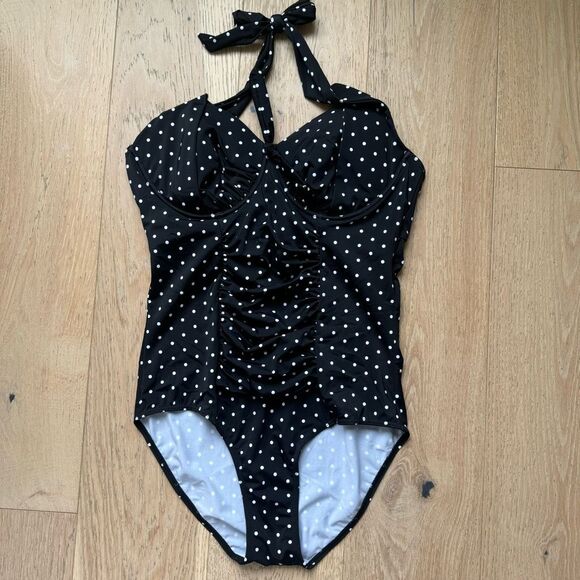 NWT Swimsuits For All Ruched Tummy Control Full Coverage One Piece Swim Size 16 - Picture 2 of 9